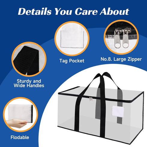 BlissTotes Moving Bags, Heavy Duty Extra Large Storage Bags with Zipper for Moving Supplies and Packing