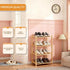 4 Small Shoe Rack, Multipurpose Tier Shoe Organizers RackSmall Bamboo Shelfs for Shoes, Plants, Books, Living Room