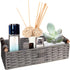 Round Grey Paper Rope Storage Basket, Wicker Baskets for Organizing with Handle, Decorative Storage Bins