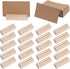 20 Pieces Rustic Wooden Place Card Holders with Brown Paper Cards for Wedding Reception Party Decoration, 2.75inch