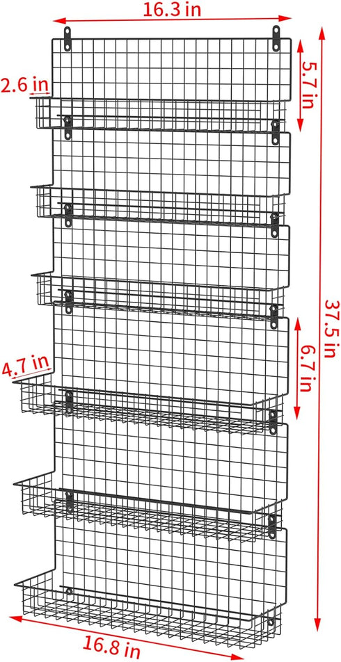 6-Tier JKsmart Spice Rack Organizer with Door Hook, Wall Mounted & Over the Door Spice Racks for Kitchen Pantry Door