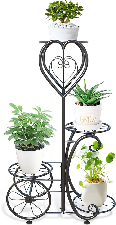 YisanCrafts Plant Stand Indoor Outdoor - Metal 4 Tier Flower Pot Holder Display