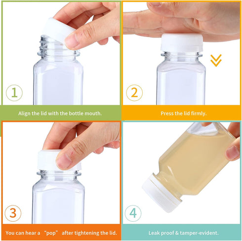 36 Pack 5 oz Nuogo Plastic Juice Bottles Bulk with Lids Reusable Transparent Clear Drink Containers Caps Mini Bulk
