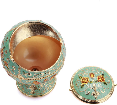 K COOL Windproof Ashtray with Lid - Metal Portable Cigarettes Ashtray for Outdoors Indoors - Hand Stamped Pattern (Jade