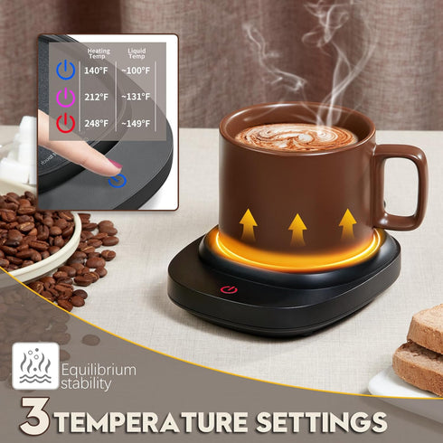 Off,3 Settings, Mug Warmer for Coffee and Tea, Cup Warmer for Desk with Auto Shut Temperature Smart Coffee Warmer Plate