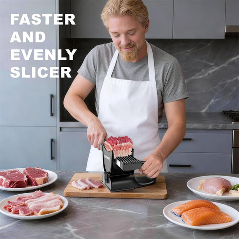 2 4 mm, 17 1 Fresh Meat Slicer with SteadyGrip, Thickness Adjustable or IN Stainless Steel Manual Meat Cutter, Cleaver