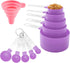 Huygens Measuring Cups and Spoons Set, 10 Pieces Stackable Stainless Steel Handle for Dry and Liquid Ingredients (Mauve)