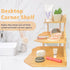 3-Tier HYNAWIN Bamboo Corner Desk Organizer Shelf, Triangle Storage Rack for Office & Home, Space-Saving Desktop Shelf