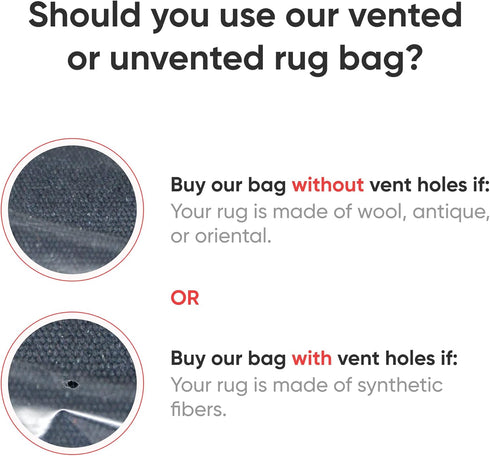 Rug Storage Bag, 3 Mil Heavy Duty for Moving and Storage, Fits Rugs up to 9' x 12' - No Vent Holes