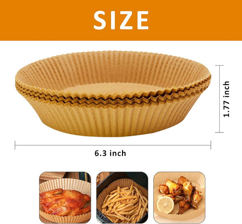 Disposable Air Fryer Paper Liners, 100 Pcs Round Non-Stick Parchment Paper, Oil-proof,Water-proof Cooking Baking Roasting Filter Pater for Air Fryers Basket, Microwave Oven, Frying Pan by NVOYEGMOY