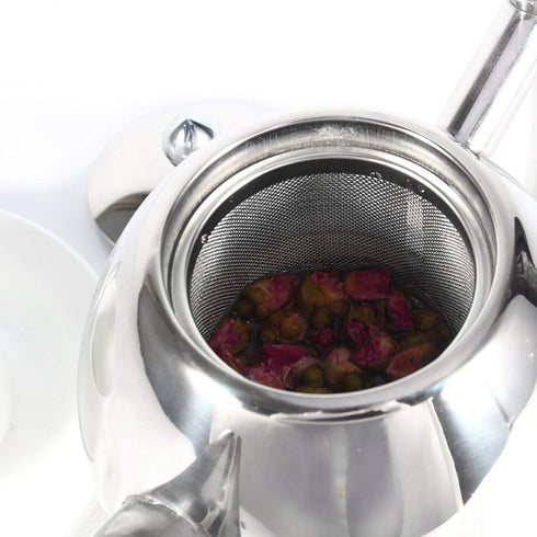 Stainless Steel Teapot with Filter, Easy Pour Coffee Pot Kettle for Home and Office, 1000ml Capacity