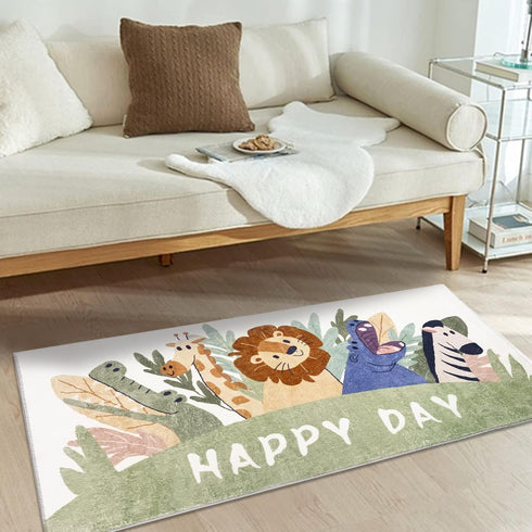 5.3FT,Animals 2.6'x5.3' ABREEZE Kids Runner Rug Area Rug Play Mat for Kids Non Skid Washable Animal Throw Rugs Cute