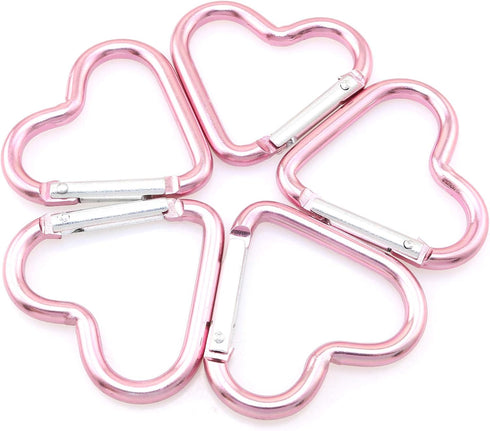 10pcs Heart-Shaped Aluminum Snap Hook Clip, Key Holder Keychain Clip (Light Pink)