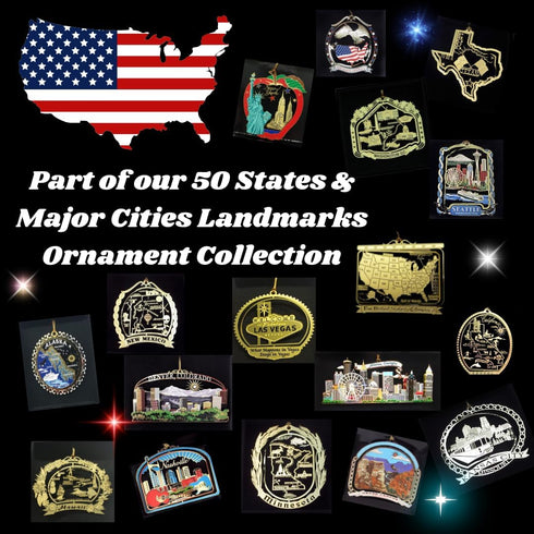 Montana Big Sky Country Brass State Christmas Ornament, Yellowstone, Billings, Glacier National Park + More