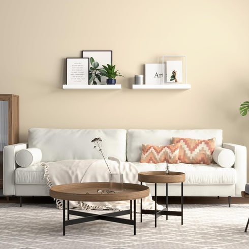 Set 2, Boswillon Floating Shelves Wall Mounted of Modern White Shelves for Bedroom, Nursery Shelves with Lip, Display