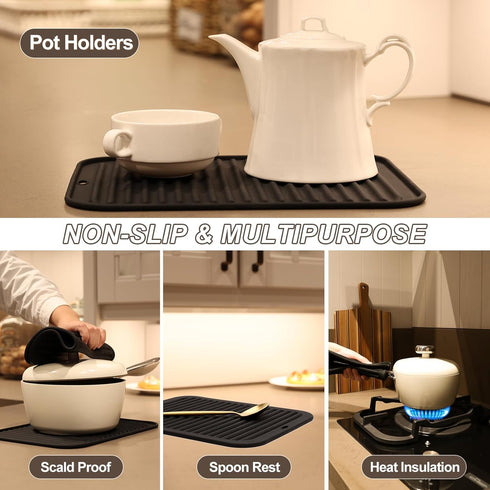 Joyhalo 4 Pack Trivets for Hot Dishes, Silicone Hot Pads for Kitchen, 9'' x 12'', Heat Resistance to 480°F