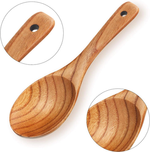 8 Pieces Wooden Spoons Set, 9 Inch for Cooking, Serving Salad, Stirring Soup, Nonstick Heat Resistant