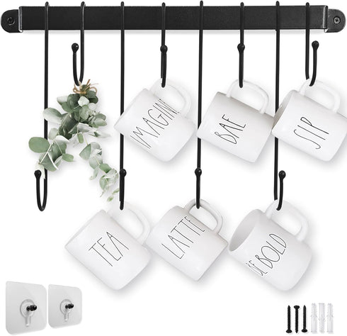 AJART Coffee Bar Decor Mug Holder, 17" Coffee Cup Rack for Home Kitchen Office Dining Room