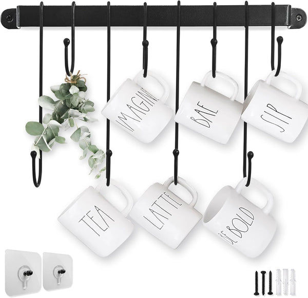 AJART Coffee Bar Decor Mug Holder, 17" Coffee Cup Rack for Home Kitchen Office Dining Room