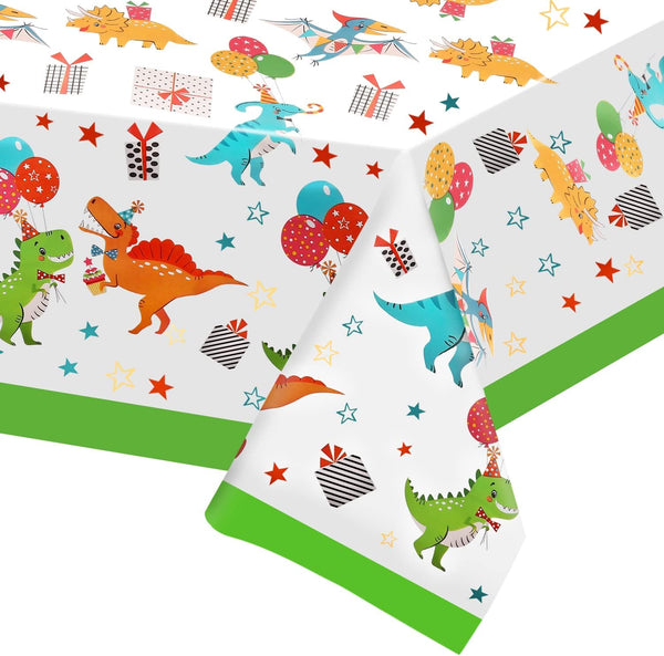 2 Pack Dinosaur Graduation Tablecloths, Dino Table Cover for Birthday, Kindergarten Preschool Grad, 52" X 87"