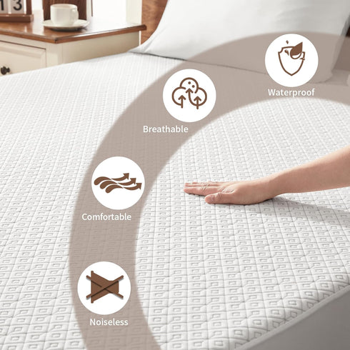 BEDLORE Waterproof Twin XL Mattress Protector - Noiseless Cover with Stretchable Pockets for 6-14 inches Mattress, Soft
