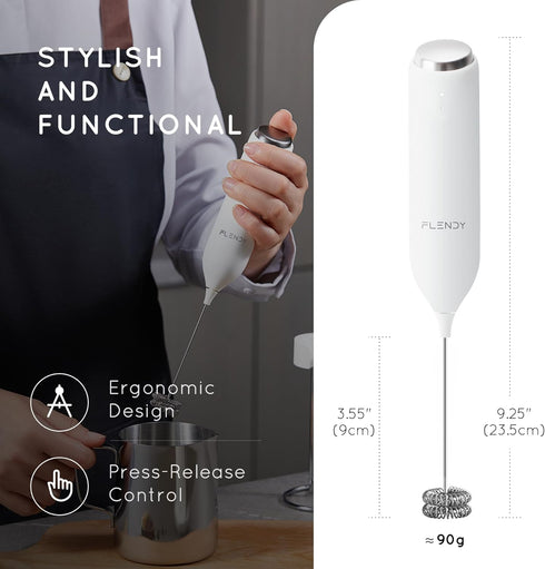 Rechargeable Handheld Milk Frother, USB-C Charging Stand, Electric Drink Mixer for Coffee, Matcha, etc.