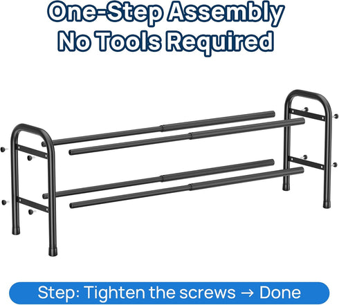 2 Closet, ENJOYBASICS Expandable Shoe Rack, Tier Adjustable Shoe Organizer Shelf for Black Metal Free Standing Shoe