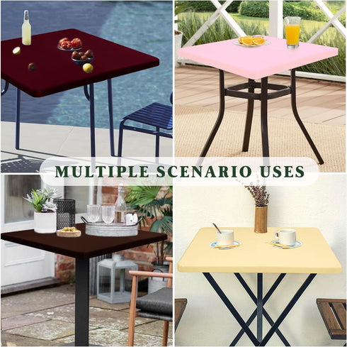 4 Pack 36 36 Inches Elastic Square Fitted Tablecloths for x Card Tables Waterproof Stretch Washable Patio Picnic Table