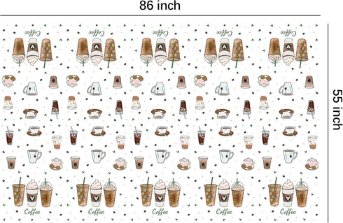 APOWBLS 3 Pack 55in 86in Coffee Party Decorations Tablecloth for Birthday Baby Shower, Disposable Latte Fun Coffee