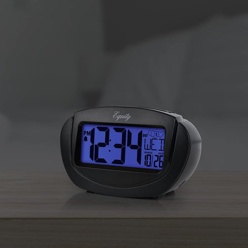 Equity by La Crosse LCD Alarm Clock, Insta-Set, Black, Model 31022