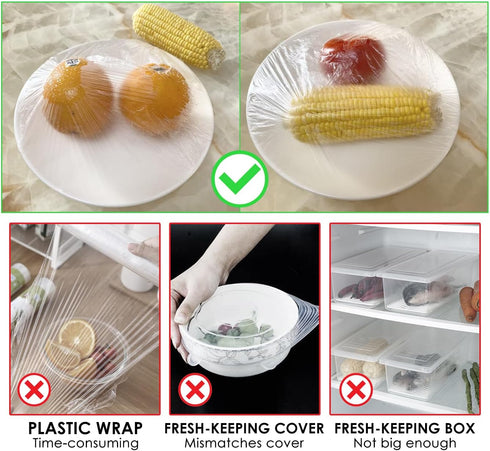 Plastic Bowl Covers, Elastic Reusable 100 Pieces Food Covers for Bread Proofing, 26 cm/10.23 in