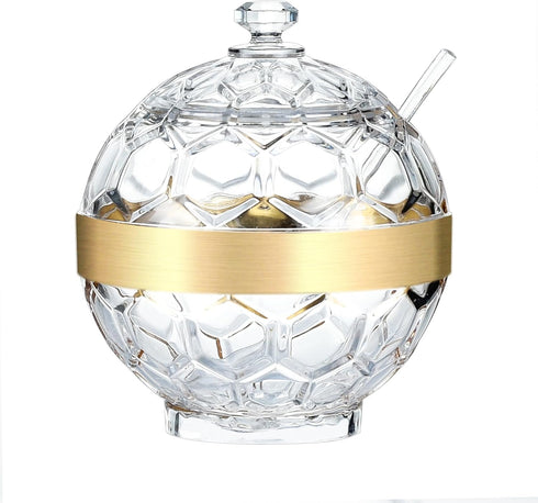 IVOOBR Clear Acrylic Sugar Bowl with Lid and Spoon,10 oz Sugar Container for