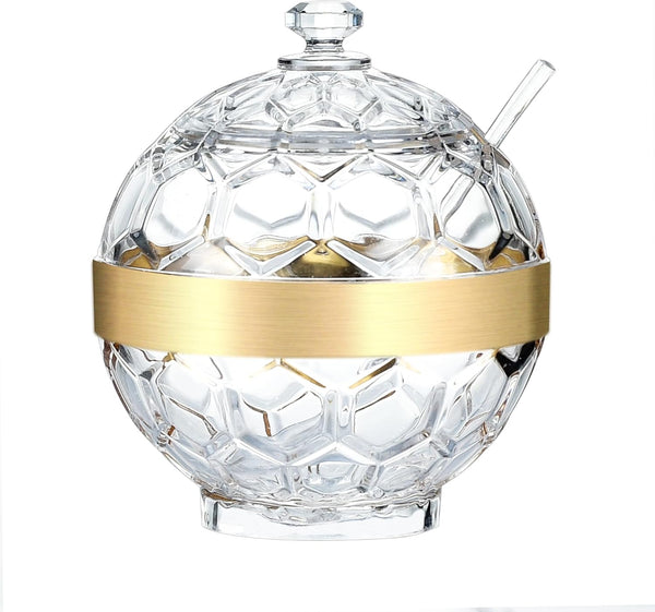 IVOOBR Clear Acrylic Sugar Bowl with Lid and Spoon,10 oz Sugar Container for