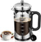 34 Ounce French Press Coffee Maker, Chromium Stainless Steel with 4-Level Filter System, Borosilicate Glass