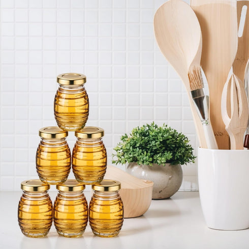 3.4 oz 12 Pack Baderke Mini Honey Jars Party Favors, Small Glass Honey Jar with Lids Empty Glass Jars for Baby Shower
