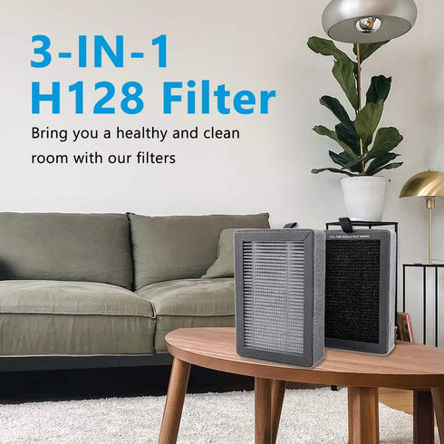 KEEPOW LV-H128 Replacement Filter 2 Pack for LEVOIT LV-H128/PUURVSAS (HM669A) / ROVACS (RV60) Air Purifier, H13 True