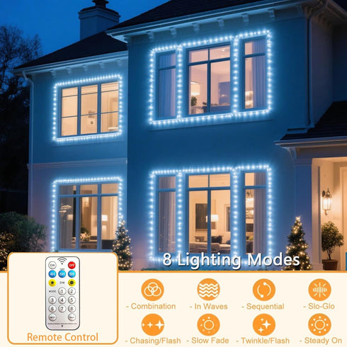 66FT 200 8 Vigdur Solar Rope Lights Outdoor - LEDs Cool White Rope Lights Outdoor Waterproof with Remote & Timer
