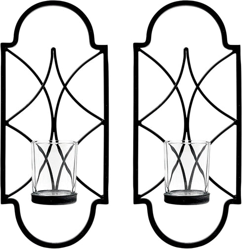 Hosley Set of 2 Iron Tealight Wall Sconces 12 Decorative Candle Holders
