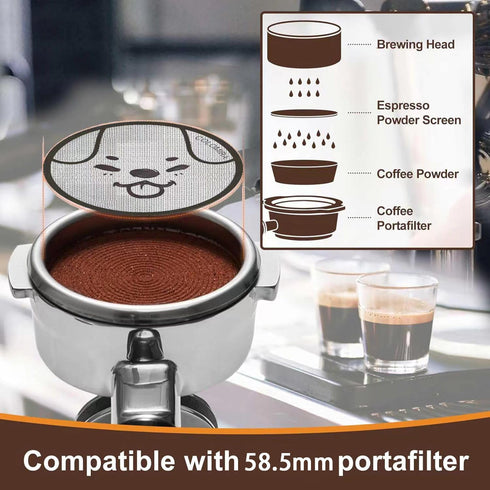 Panda 58.5mm Espresso Puck Screen, 1.7mm Thickness, 150µm Reusable Filter for Espresso Portafilter Basket