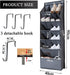 16 600D 6 1-Grid) Over the Door Shoe Organizer, Grey Pockets Hanging Shoe Storage Rack with Large Deep Pockets, Oxford