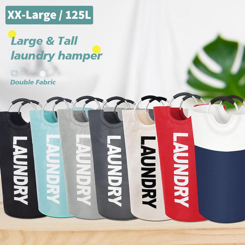 Twira 125L Pro XX-Large Laundry Basket, Waterproof Collapsible Hamper with Padded Handles for College and Bathroom