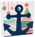 BetyHom Vintage Metal Nautical Anchor Napkin Holder in Blue