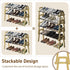 TIFFLOI 2-Tier Closet, Stackable Bamboo Shoe Rack, Free Standing Shoe Storage Organizer for Entryway, Doorway - Natural
