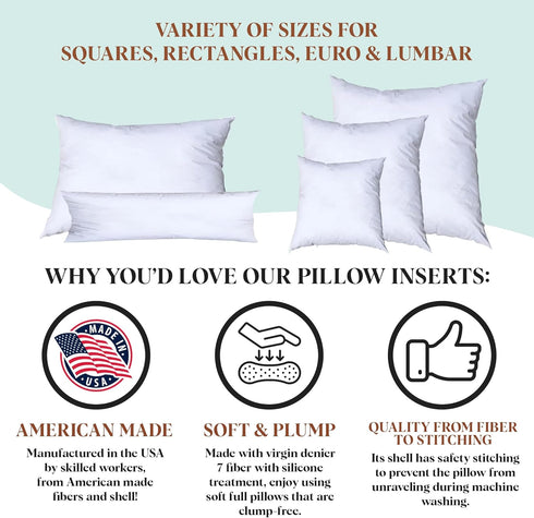 Pillowflex Premium Polyester Throw Pillow Insert - 12x18 - Ultra Soft Large Rectangle Pillow, Couch Sham, 1 Soft