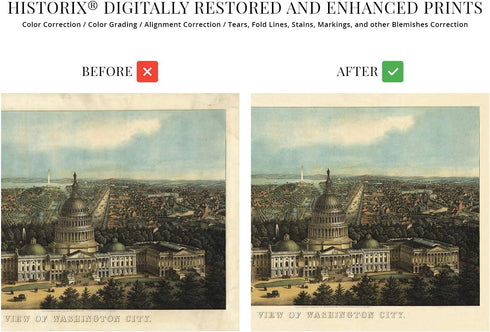 HISTORIX Vintage Washington DC Map Art - 18x24 Inch Print of Historic United States Capitol Building - Old Map Poster