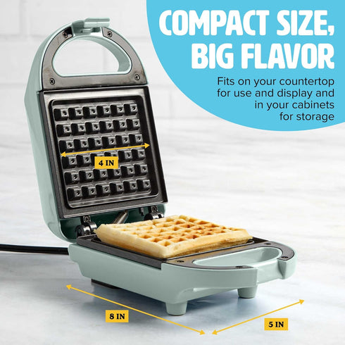 Tasty Mini Nonstick Waffle Maker, Perfect for Individual Waffles, Hash Browns, and More, Quick Results, Easy Clean Up,