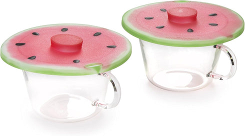 Charles Viancin Set of 2 Watermelon 4” Silicone Drink Covers - BPA-Free, Dishwasher Safe, Airtight Seal