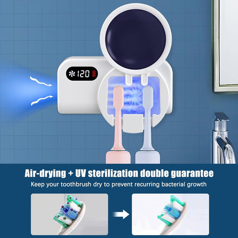 99.9% TAISHAN UV Sanitizer Toothbrush CasePortable Mini Toothbrush Holder with Fan Drying Function,Kills of GermsFits