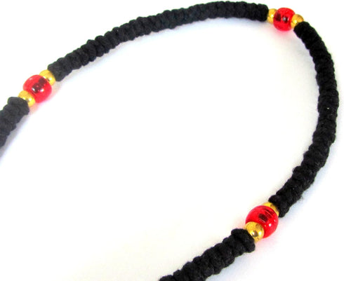 Handmade Blessed Christian Orthodox Komboskoini Prayer Rope - 100 Knots Wool Pendant, Black