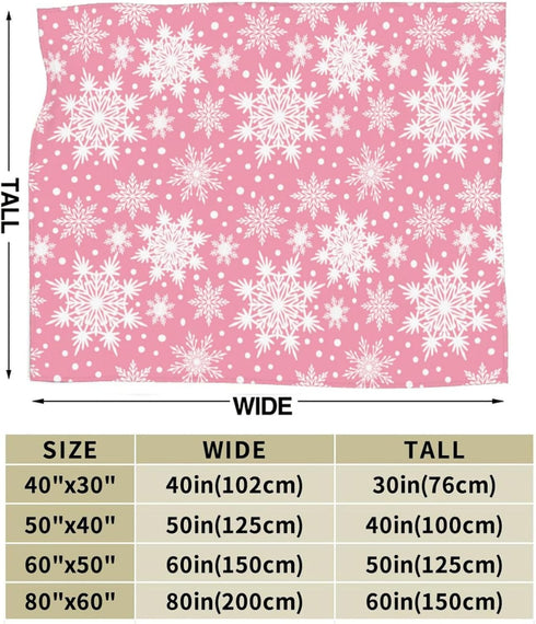 Perinsto 60"X50" Winter Snowflakes Pink Throw Blanket Ultra Soft Warm All Season Christmas Decorative Fleece Blankets